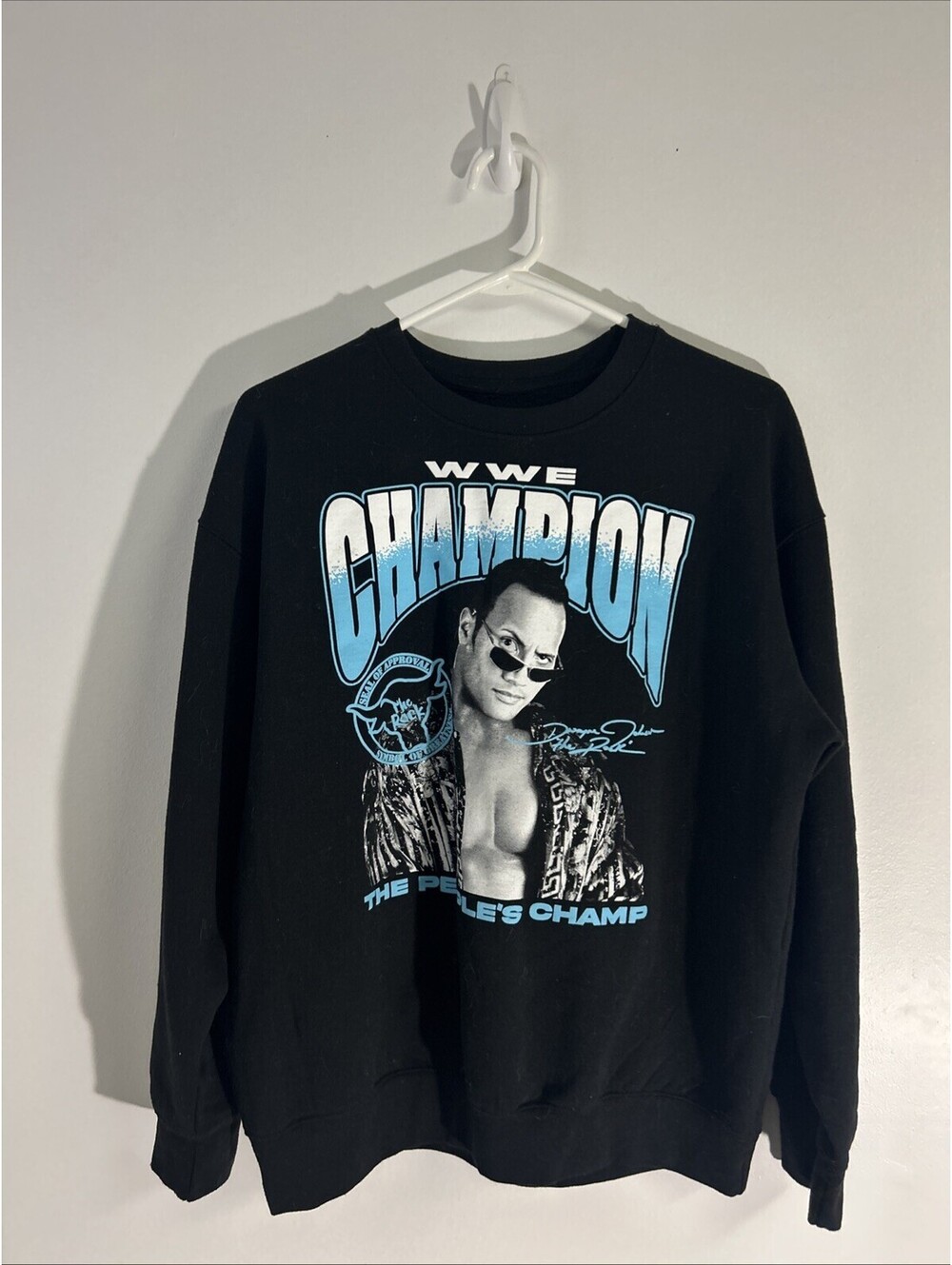 WWE Wrestling Champion The Rock The People's Champ Graphic Sweatshirt L